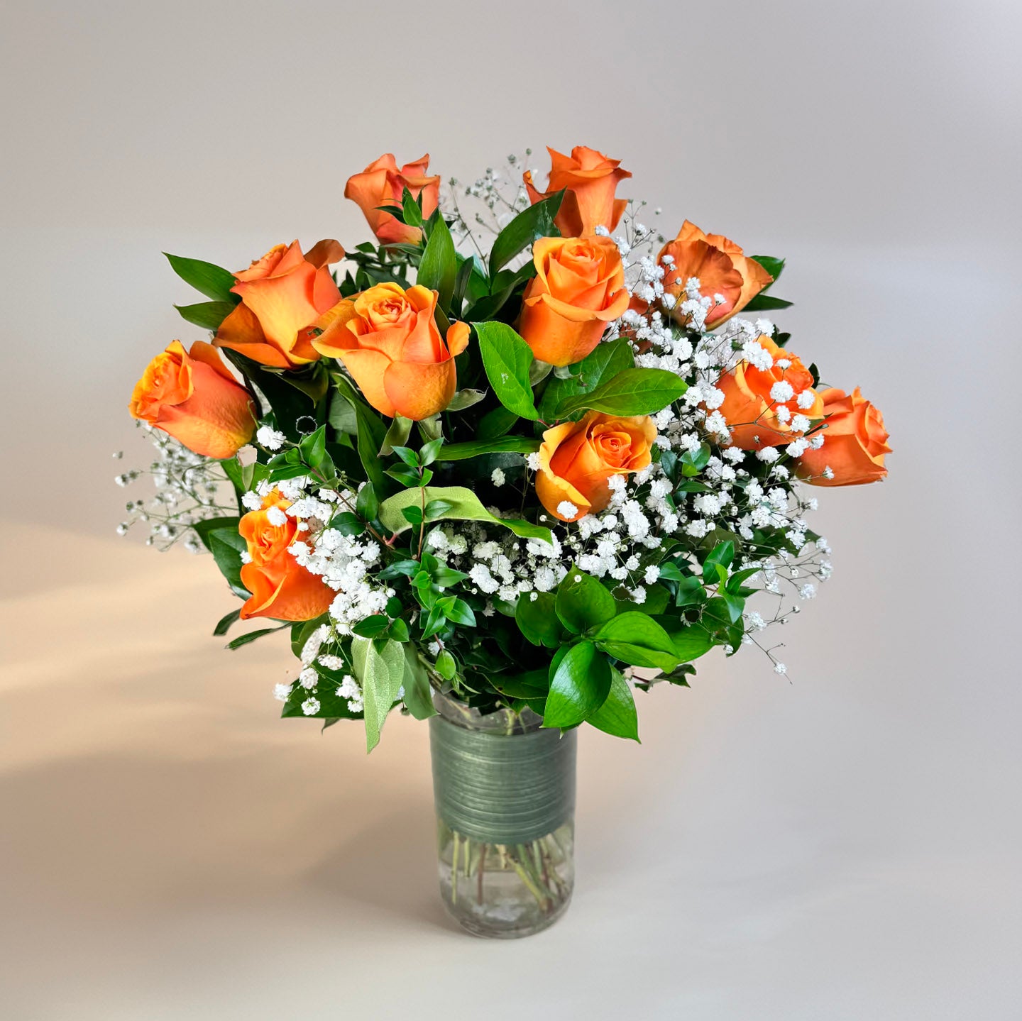 A Dozen Tangerine Roses