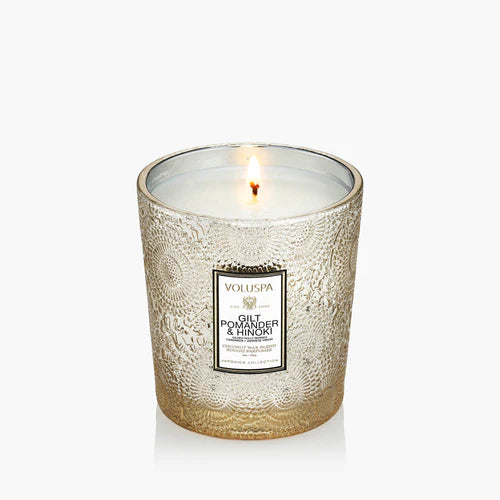 Voluspa  Gilt pomander and hinoki candle 6.5 oz