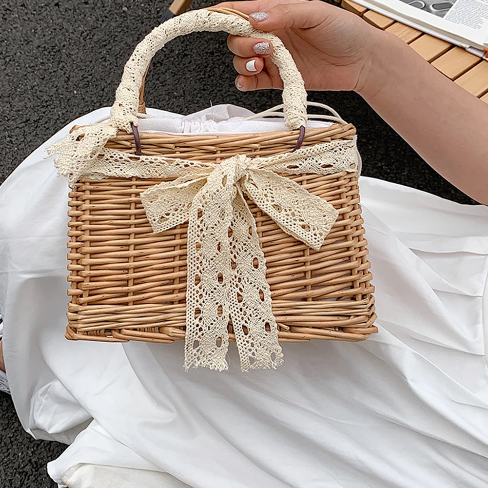 Straw Bags Women's Beach Bag Trend 2022 Summer Bohemian Luxury Designer Handbags Purses Rattan Handmade Picnic Basket Sac Femme