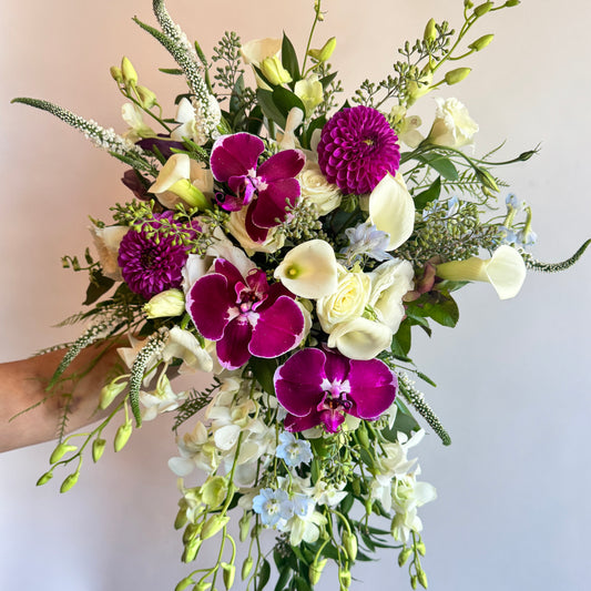 Sleek Orchid Cascading Bridal Bouquet